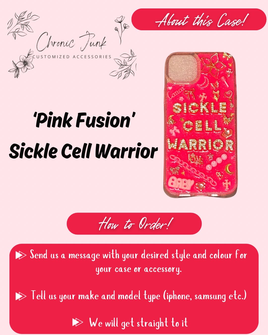 Custom Sickle Cell Warrior Junk Phone Case